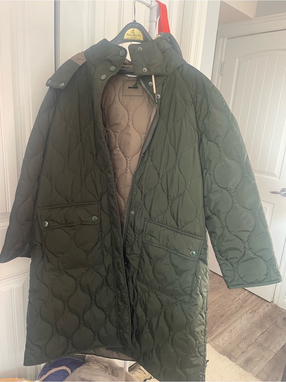 Barbour by Alexa Chung Olive Green Quilted Women’s Long Coat